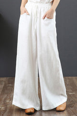 Casual Daily Solid Pocket Loose High Waist Wide Leg Solid Color Bottoms(9 Colors)