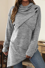 Casual Asymmetrical Scarf Collar Tops(5 Colors)