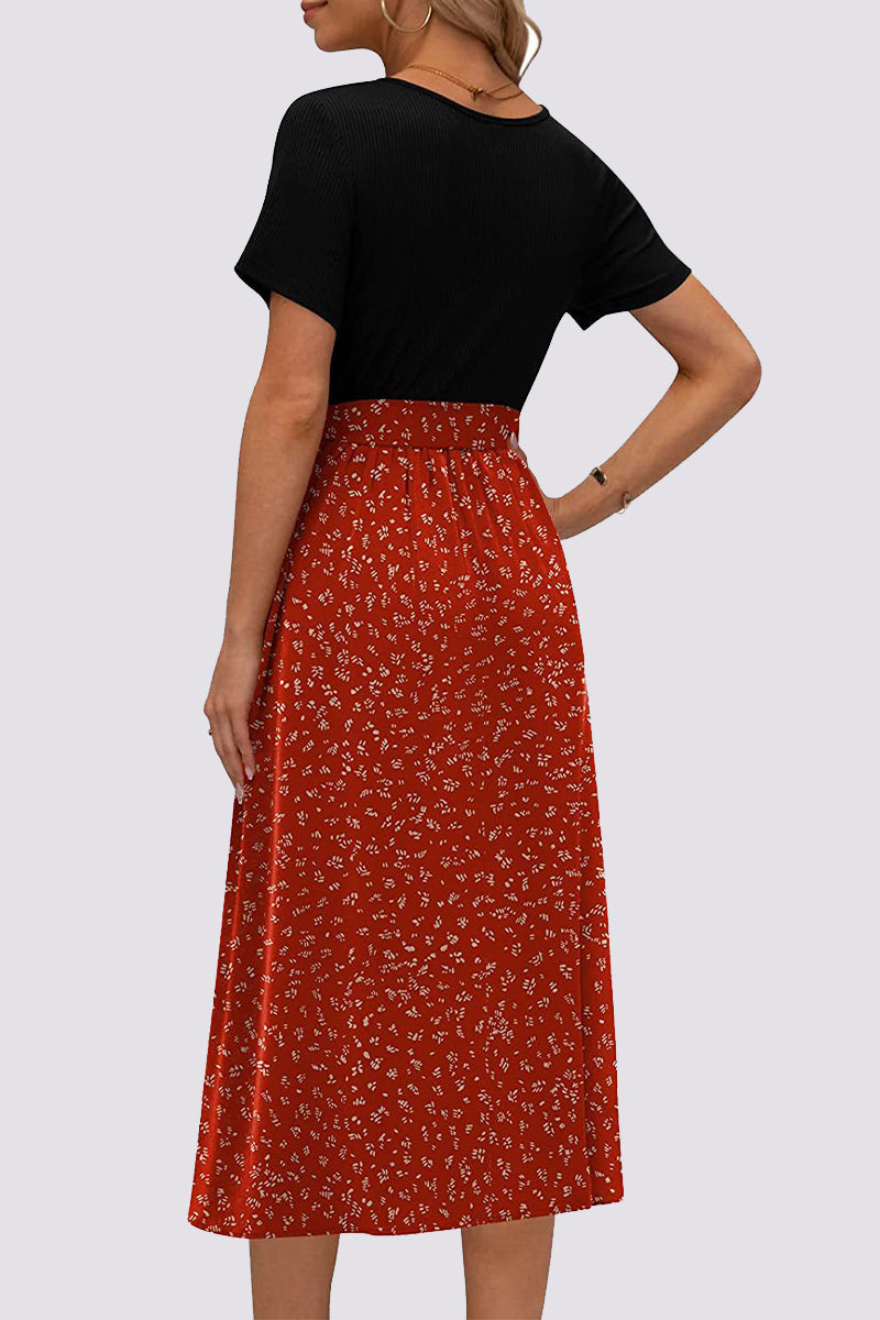 Casual Floral Frenulum O Neck A Line Dresses