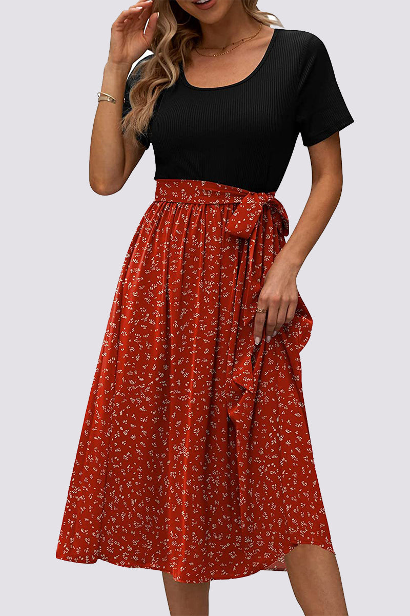 Casual Floral Frenulum O Neck A Line Dresses