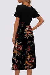 Casual Floral Frenulum O Neck A Line Dresses