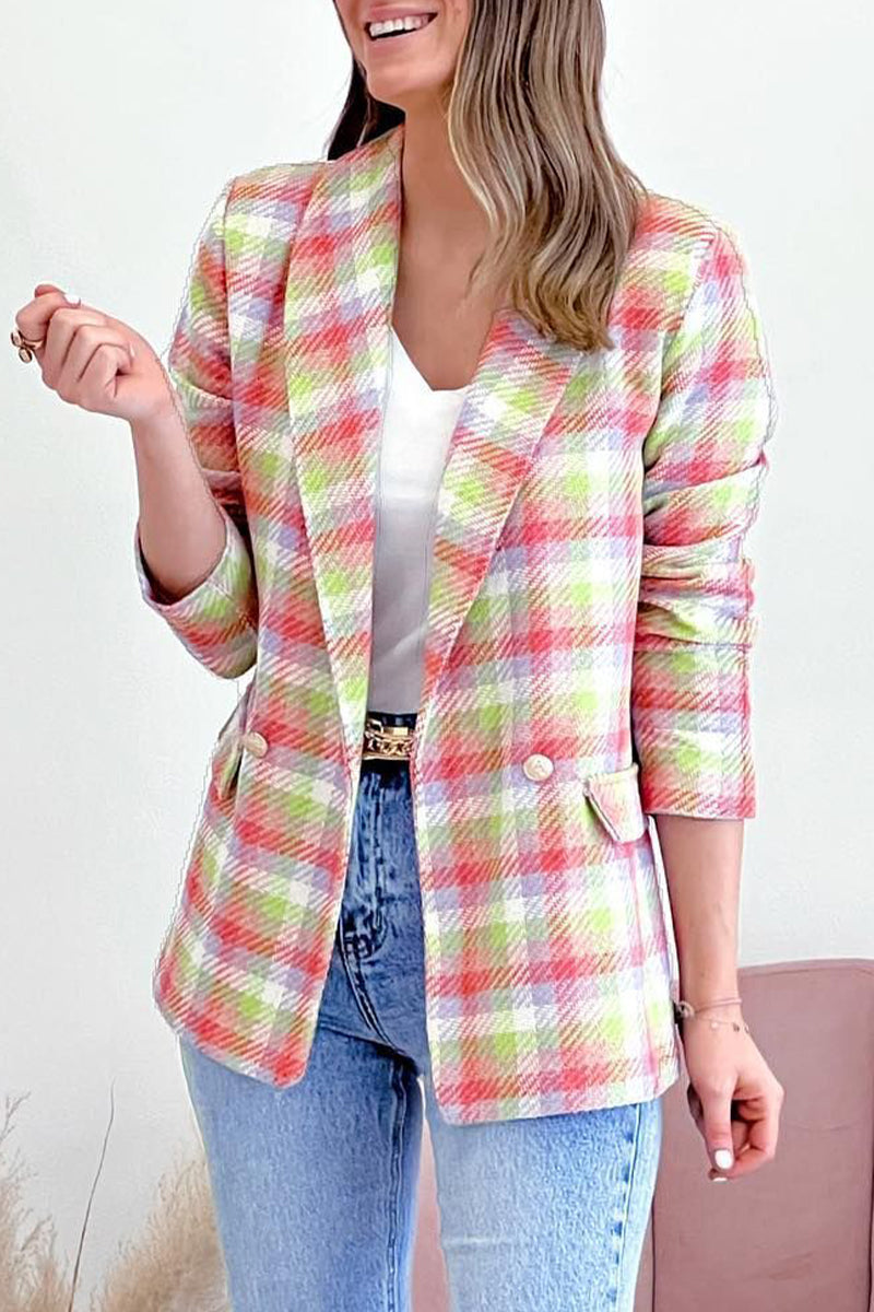 Casual Color Block Contrast Turn-back Collar Outerwear