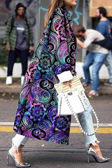 Street Print Patchwork Turndown Collar Outerwear(9 Colors)