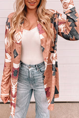 Casual Print Cardigan Collar Outerwear