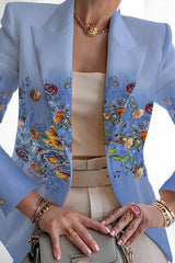 Casual Print Patchwork Cardigan Turn-back Collar Outerwear