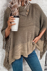 Casual Gradual Change Tassel Weave Turtleneck Tops