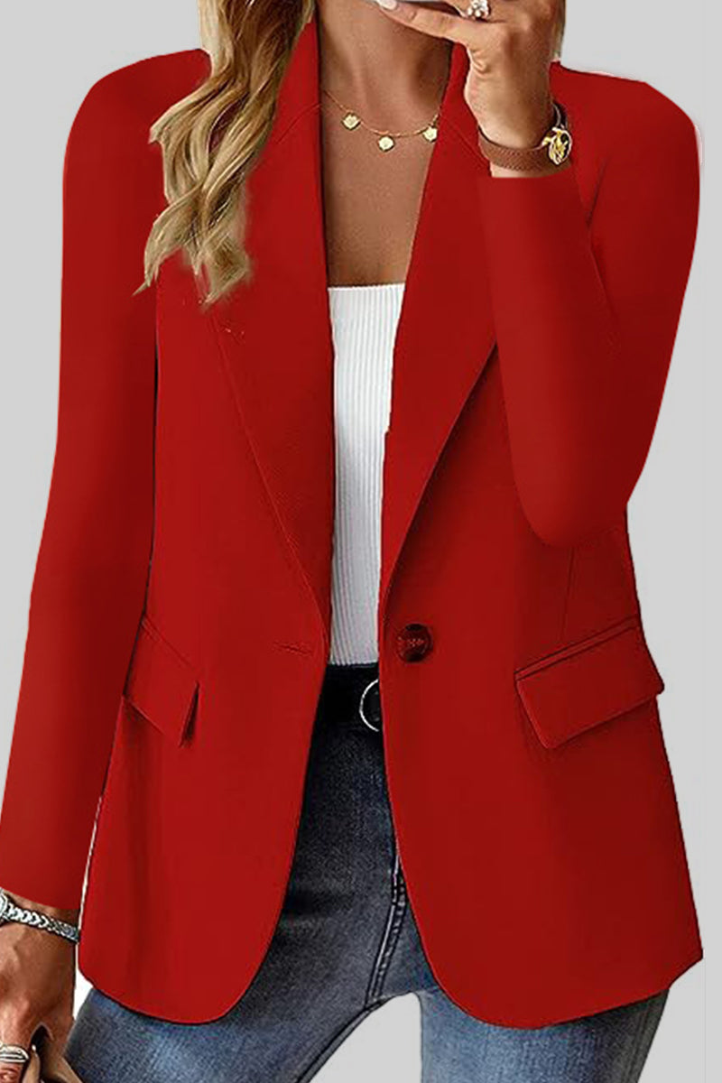 Casual Solid Cardigan Turn-back Collar Outerwear