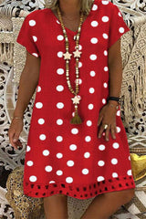 Casual Polka Dot Printing V Neck A Line Dresses