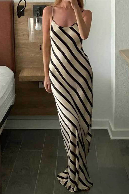 Sexy Striped Print U Neck Sling Dress Dresses