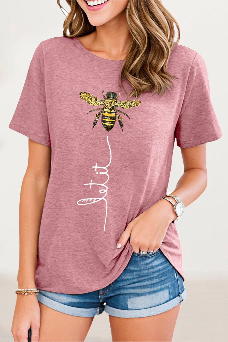 Casual Animal Letter Print Patchwork O Neck T-Shirts