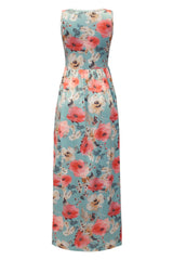 Casual Floral Print Basic O Neck Long Dresses