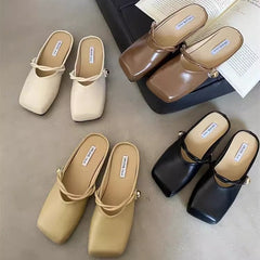 Women's Flat Toe Box Half Outer Wear Sandals