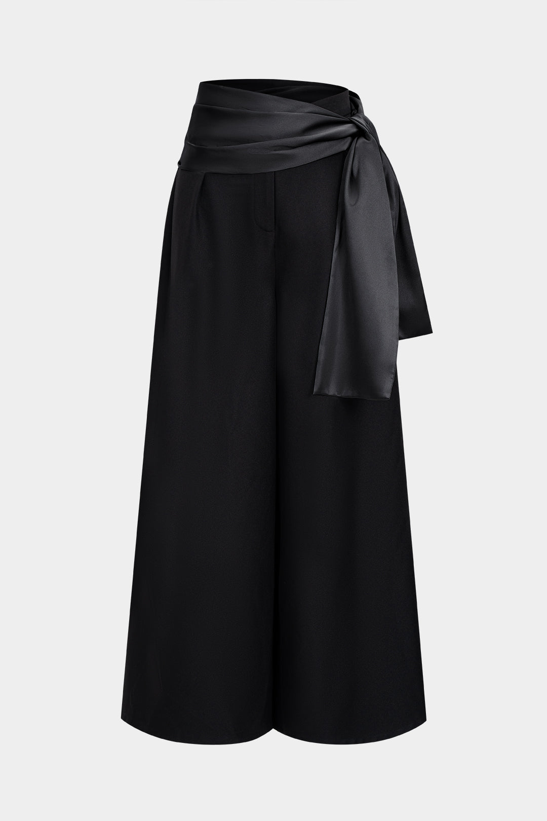Twist Knot Patchwork Belted Wide Leg Trousers