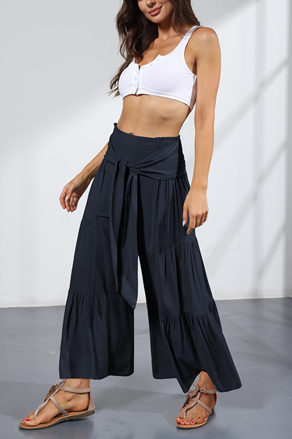 Bandage Casual Women's Wide Leg Pants