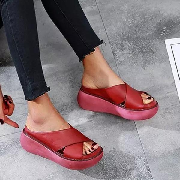 Platform Open Toe Comfy Slippers Casual Slide Sandals