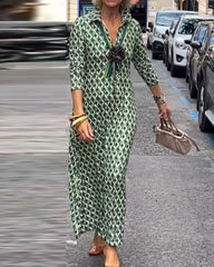 V Neck Printed Maxi Dress