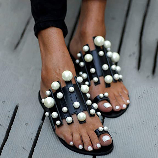 Fashion Pearl Flat Comfort Slippers