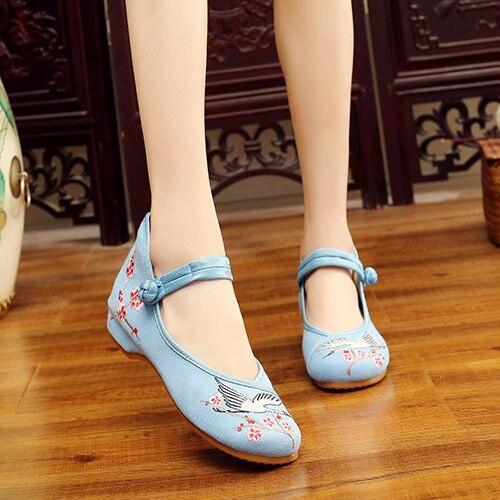 Handmade Women's Vintage Embroidered Canvas Ballet Flats