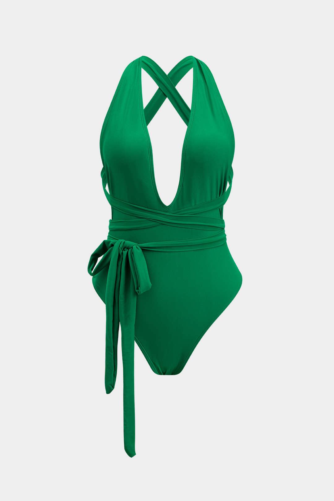 Tie Knot Crossed Backless One-Piece Swimsuit