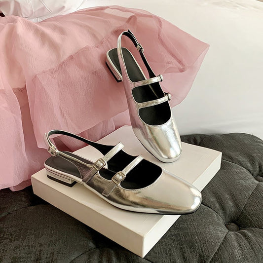 Kiahna Square Toe Block Heels Slingback Shoes