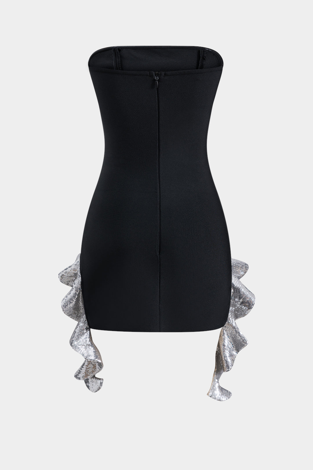 Strapless Sleeveless Patchwork Hem Mini Dress