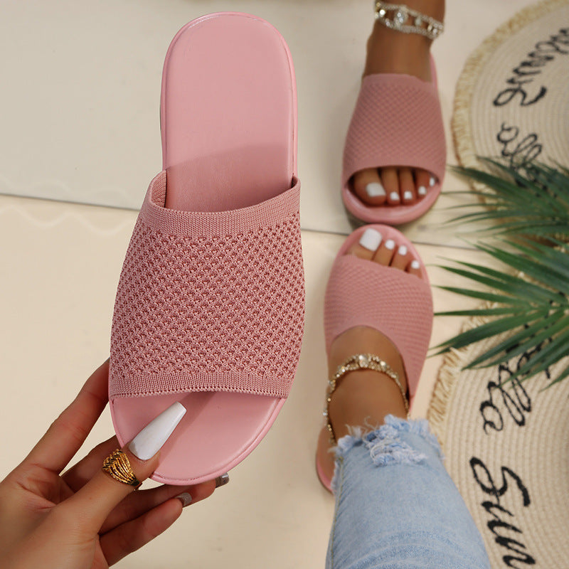 Women Mesh Breathable Soft Wedge Slippers