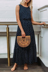 Fashion Dot Navy Blue And Maxi Dress