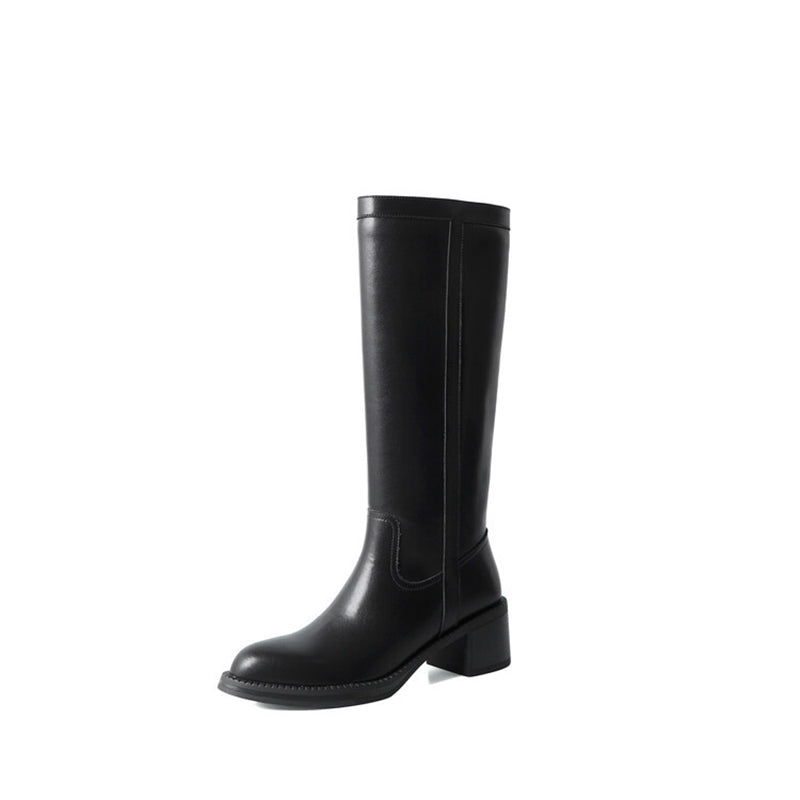 Retro Cowboy Boots Women Handmade Genuine Leather Black/Brown - HIGH WESTERN BOOTS Side Zipper
