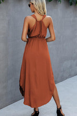 V Neck High Waist Sleeveless Maxi Dress