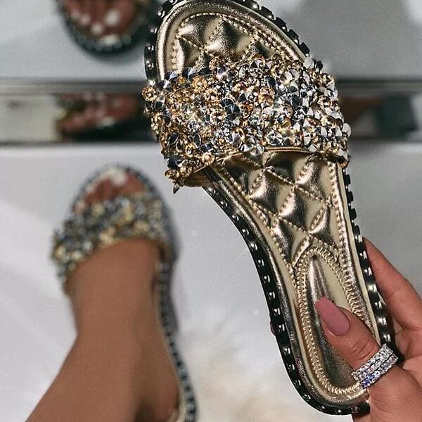 Casual Beaded Flat Slippers