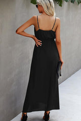 Solid Color V Neck High Waist Maxi Dress