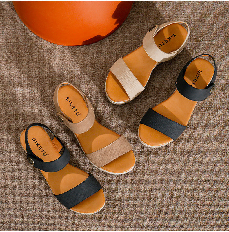 Summer Straw Platform Comfortable Simple Sandals