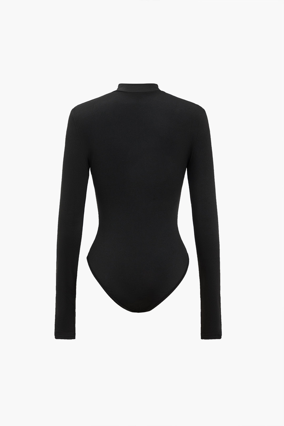Solid Zipper Long Sleeve Sports Bodysuit