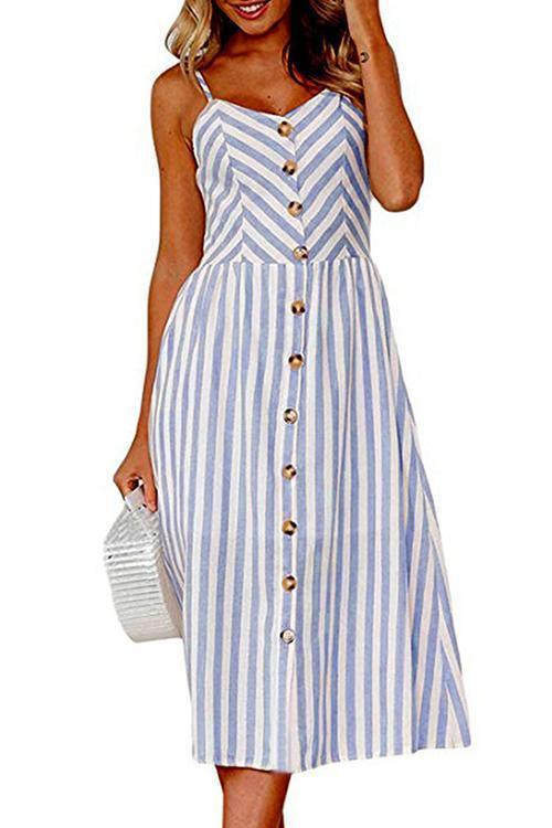 Button Front Swing Summer Dress