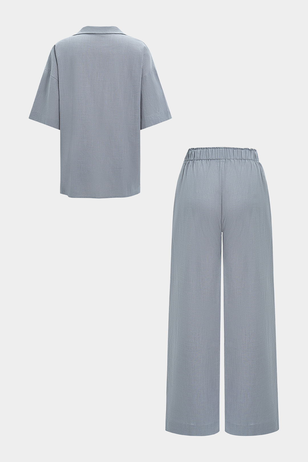 Tie Front Buttoned Shirt And High Waist Trousers Set