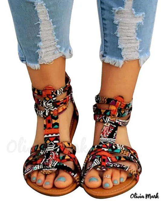 Multi-strap crossover suede flat sandals