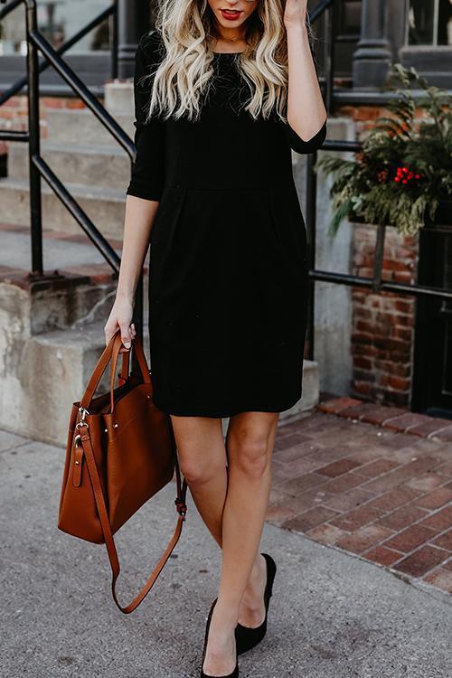 Casual Crew Neck Sleeve Dress