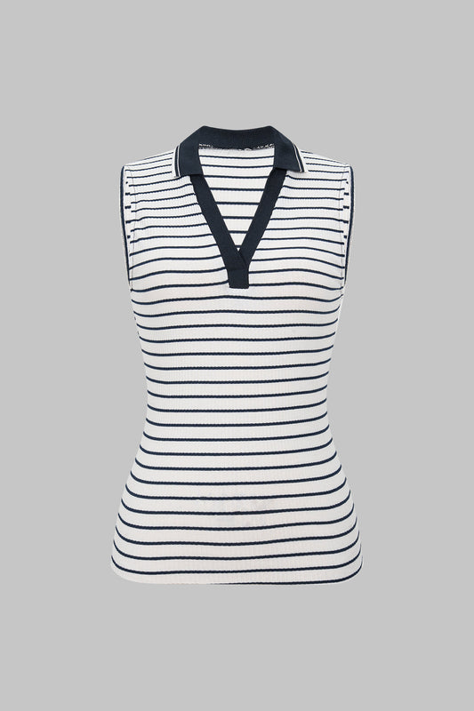 Stripes Print Ribbed Slip Tank Top