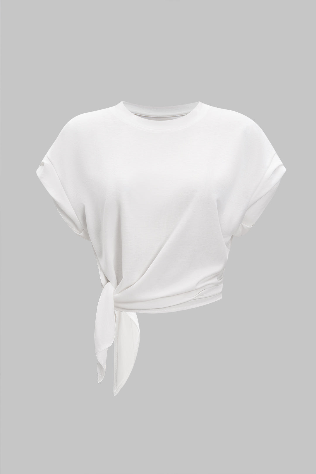 Tie Front Ruched Short Sleeve T-Shirt