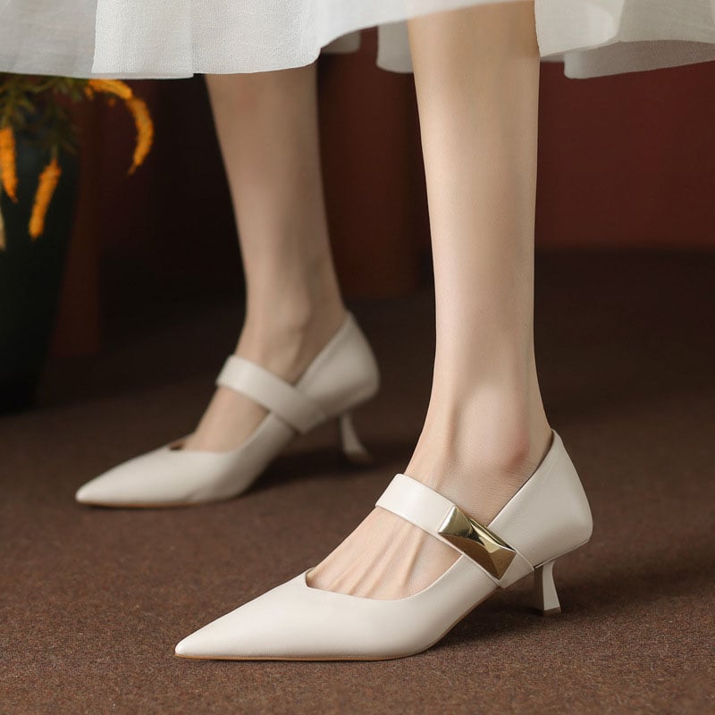 Keisha Pointy Toe Stiletto Mary Jane Shoes