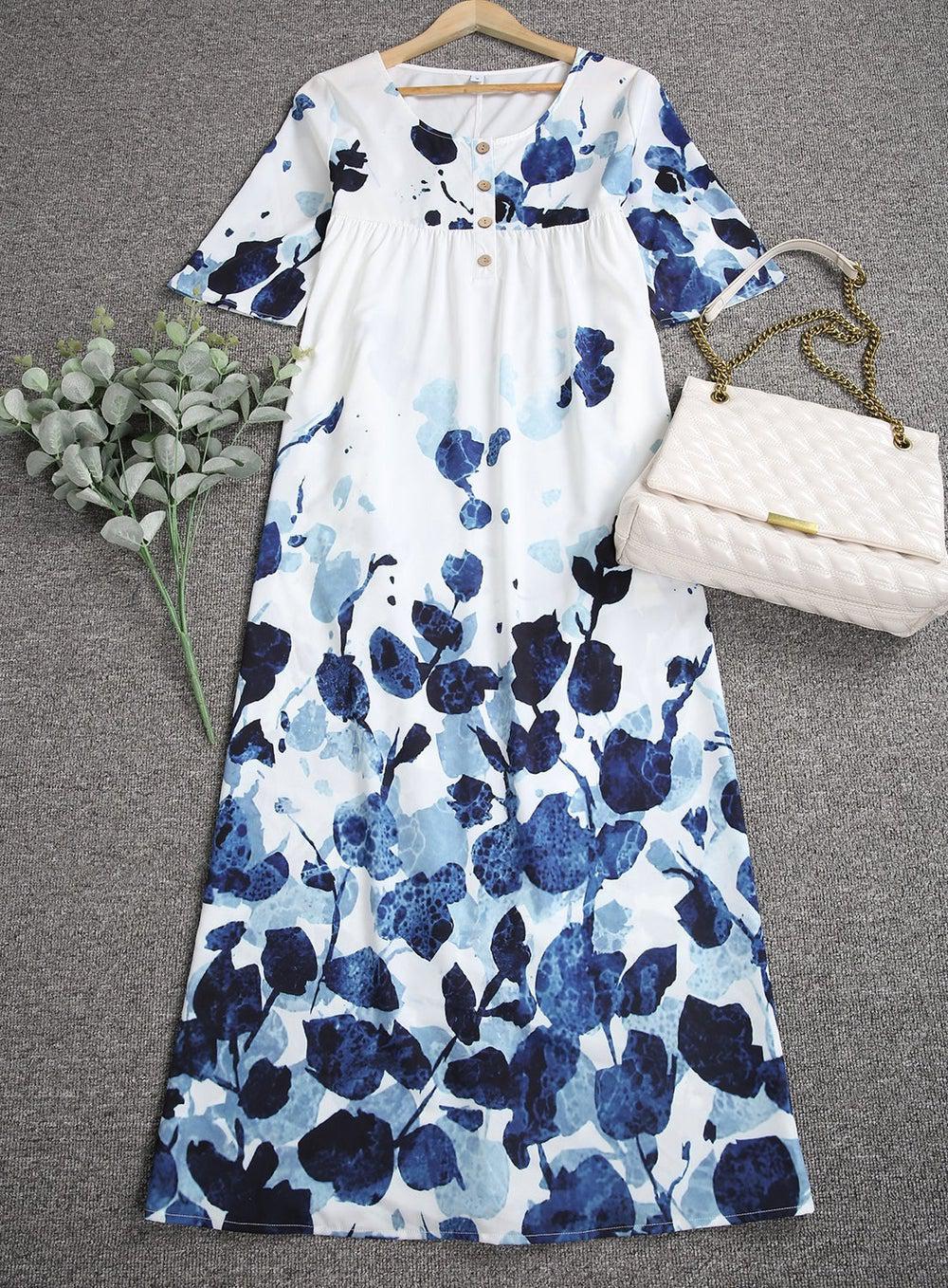 Crew Neck Vacation Floral Dresses