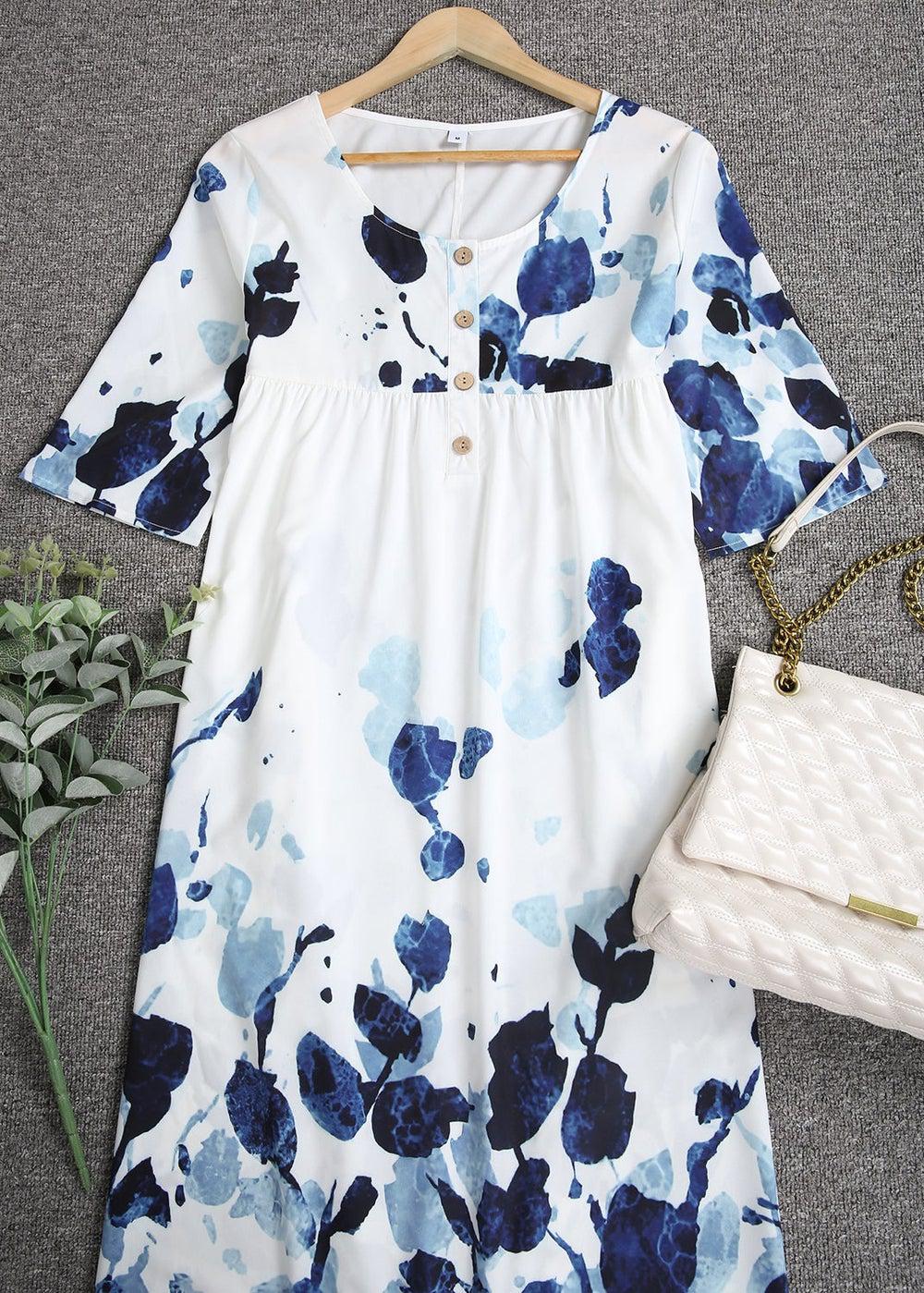 Crew Neck Vacation Floral Dresses