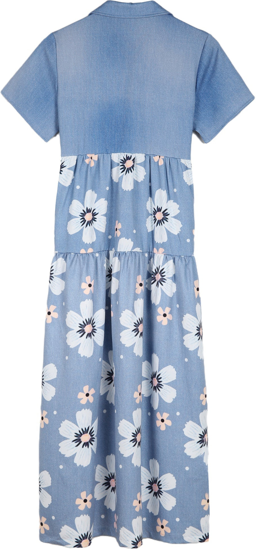 Comfy Short Sleeve Floral Print Maxi Dress