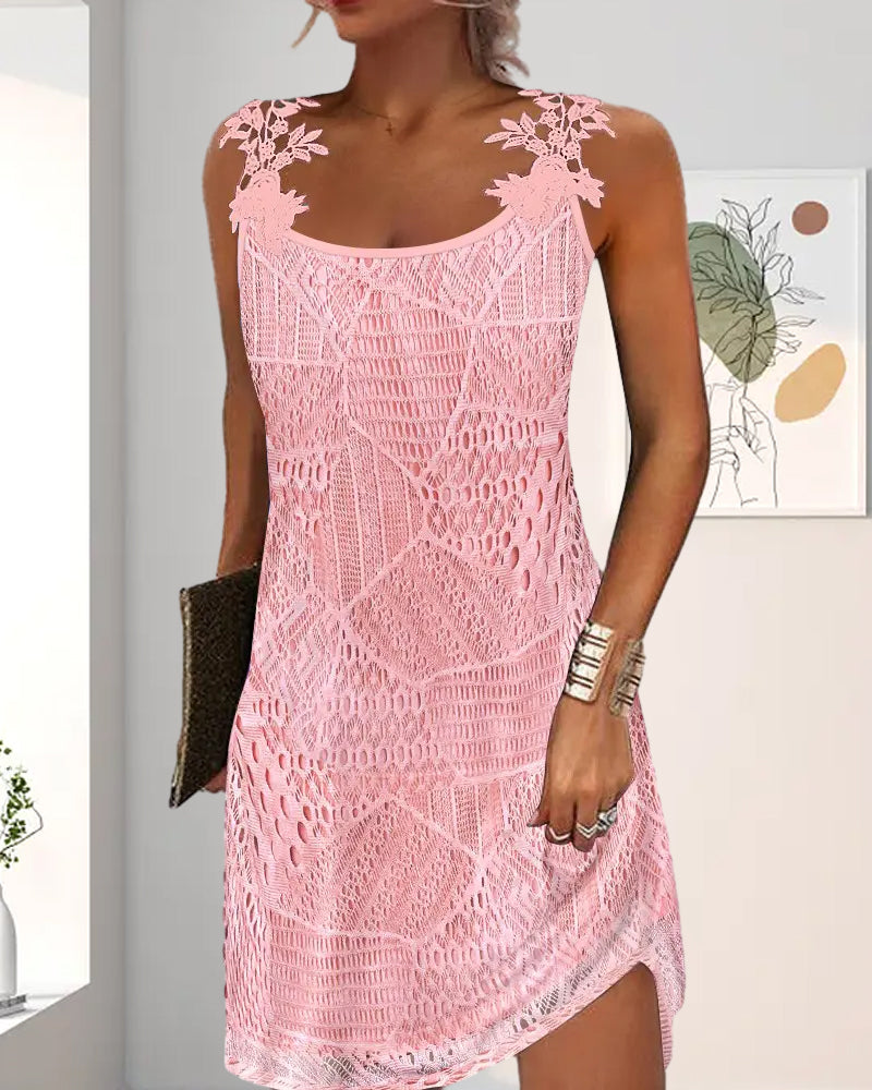Solid color lace dress