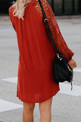 V-Neck Lace Mini Dress