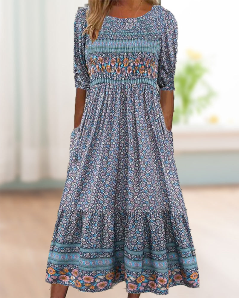 Simple pocket floral dress