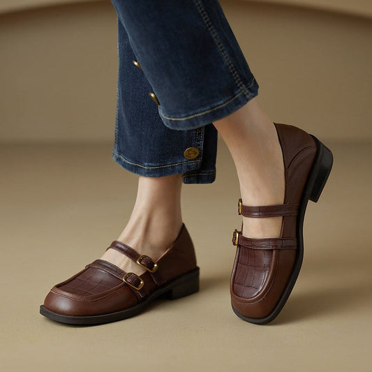 Square Toe Block Heels Mary Jane Shoes