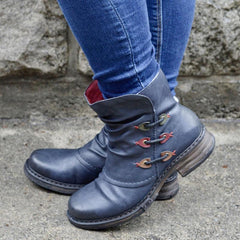 Women's Trendy Vintage Leather Ankle Boots Snow Boots