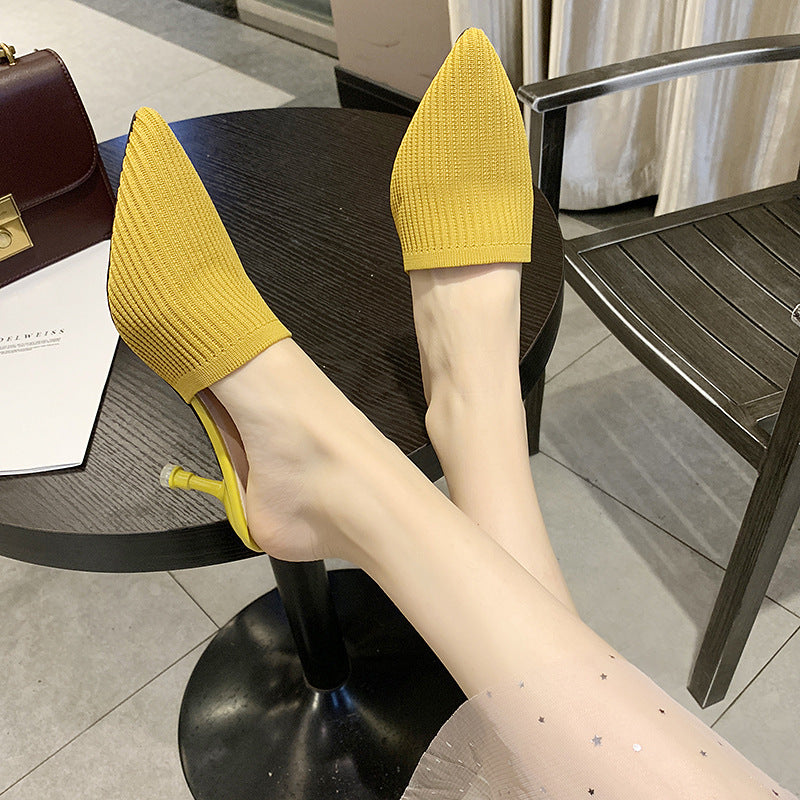 Women's Weave Vintage Half Pointed Toe Cap Sandals