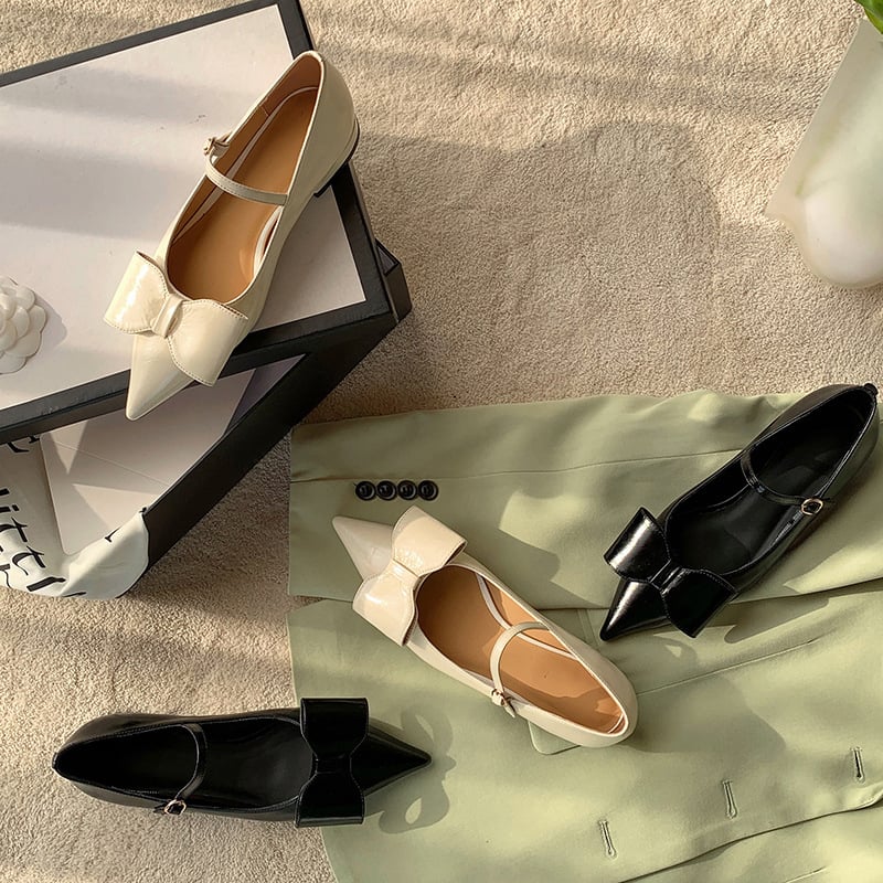 Magena Pointy Toe Block Heels Mary Jane Shoes